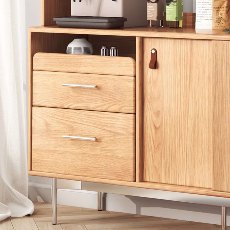 JASIWAY Large Capacity Kitchen Sideboard Wooden Sideboard with Wine Cabinet Two Layers Design