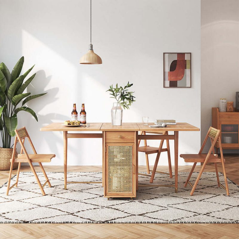 JASIWAY Foldable Solid Wood Dining Chairs (Set of 2)