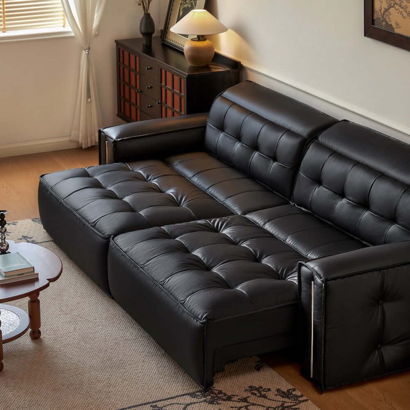 JASIWAY Smart Electric Leather Sofa Bed Couch - Vintage-Style Recliner Design