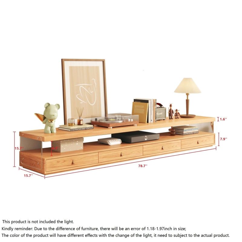JASIWAY Wood Media Center TV Stand with Shelves and 4-Drawer