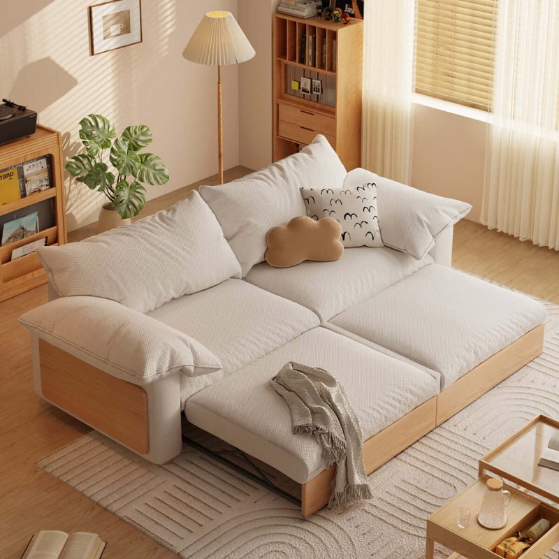 JASIWAY Japandi Pull-out Sofa Bed with Three Fabric Options Available