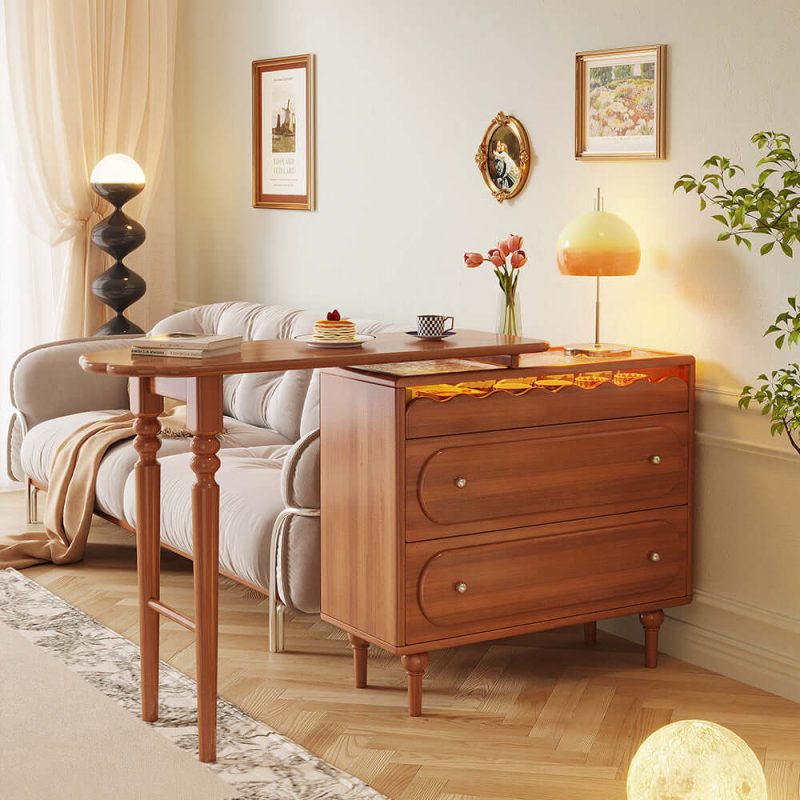 JASIWAY Expandable Solid Wood Makeup Table Organizer
