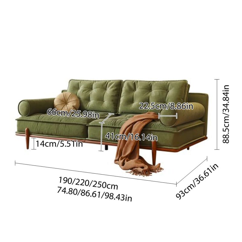 JASIWAY French Vintage Couch Sofa Available in Green & White Tech Velvet Upholstery