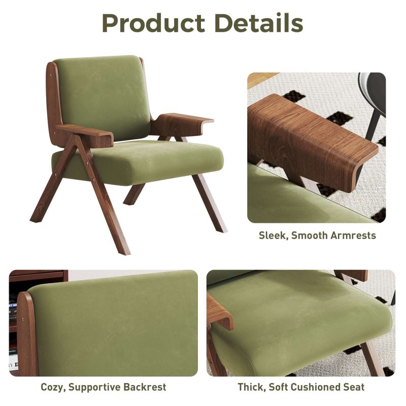 JASIWAY Upholstered Velvet Leisure Chair with Armrest