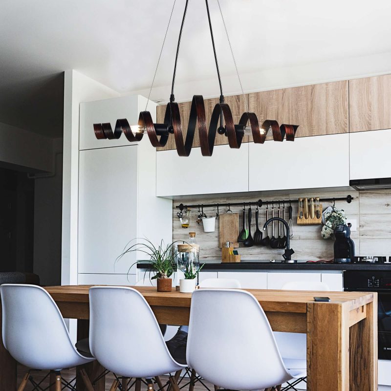 JASIWAY 2-Light Spiral Chandelier Pendant Spring Shaped Metal Suspension