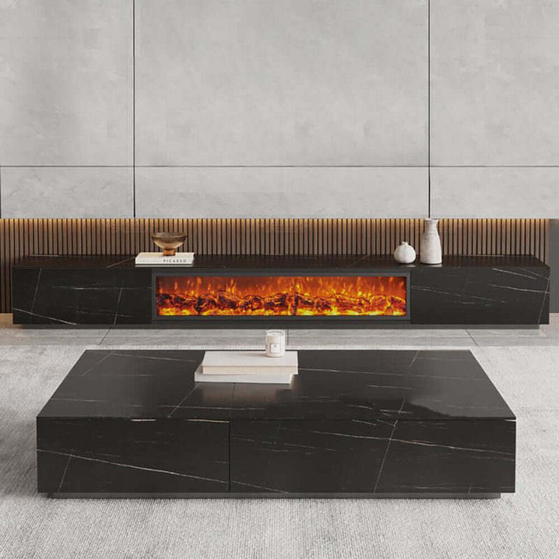 JASIWAY Electric Fireplace Wood Storage TV Stand 70.8" & 78.7" Options