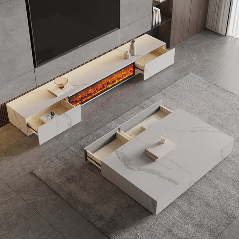 JASIWAY Electric Fireplace Wood Storage TV Stand 70.8" & 78.7" Options