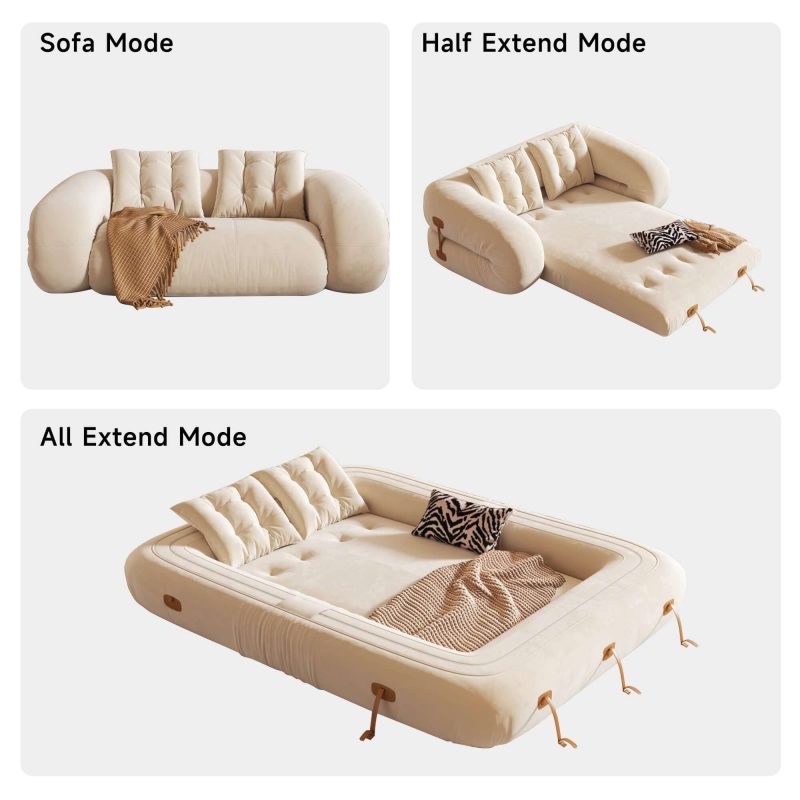 JASIWAY Bean Bag Style Pet-friendly Folding Floor Velvet Sleeper Sofa Bed