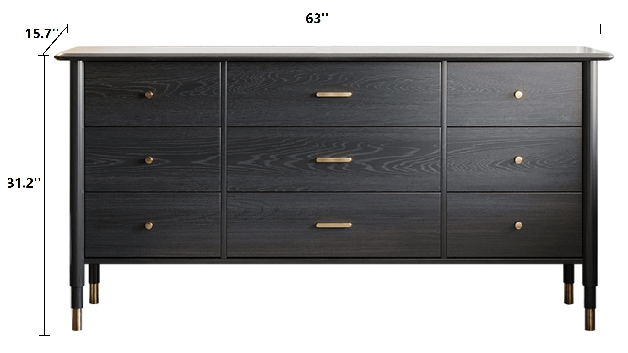 Dimension of 63in Wide 9 Drawer Sideboard Kitchen Furniture Storage Cabinets