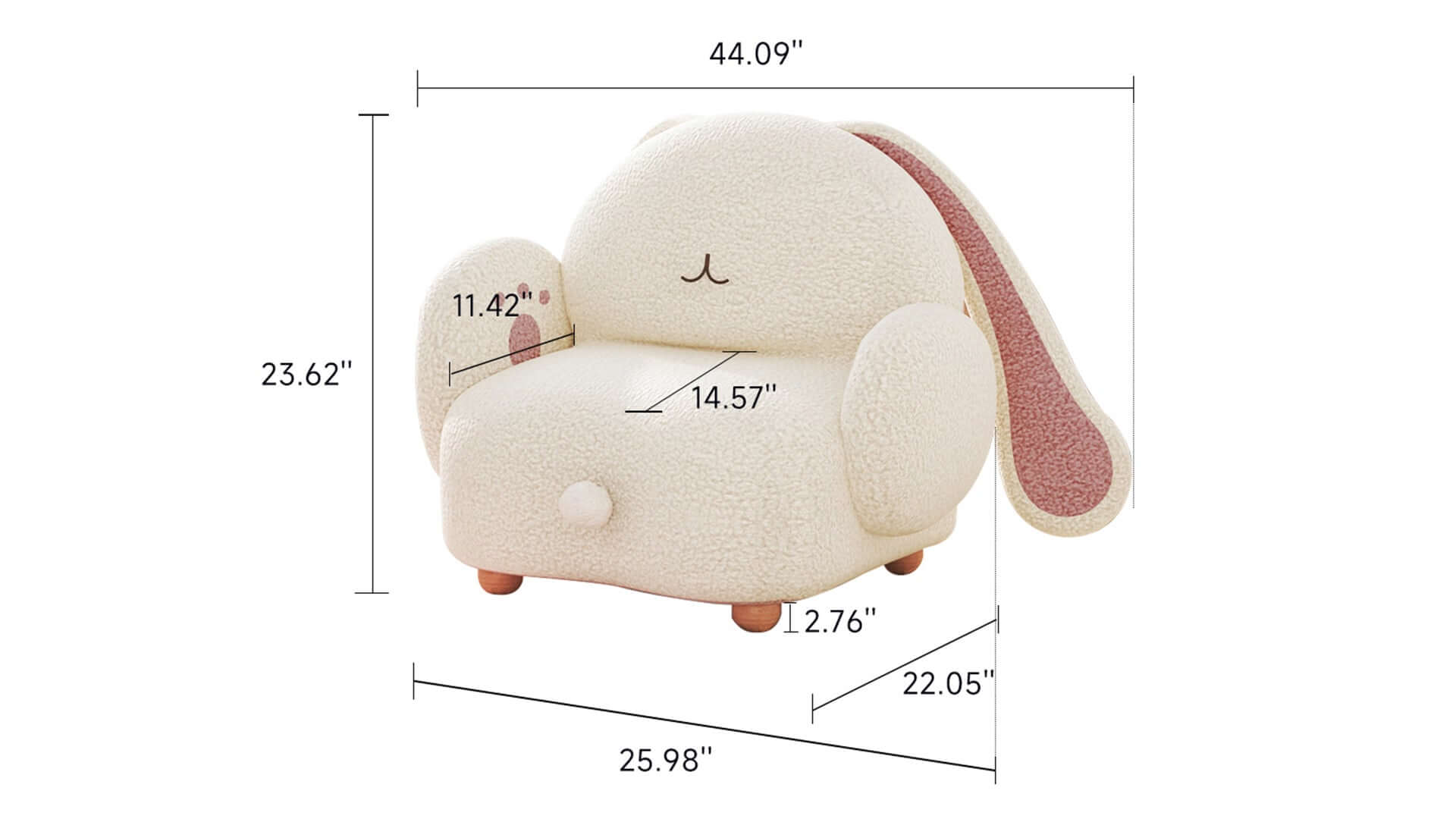Dimension of Little Bunny Kids Sofa Stool Teddy Fleece