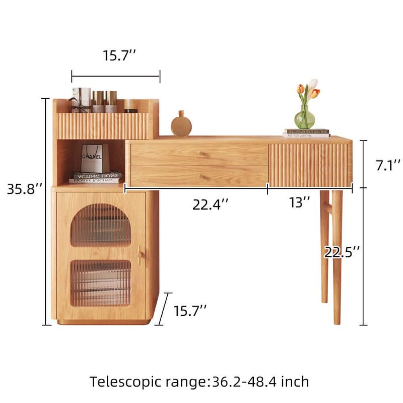 JASIWAY Wooden Dressing Table with LED Mirror