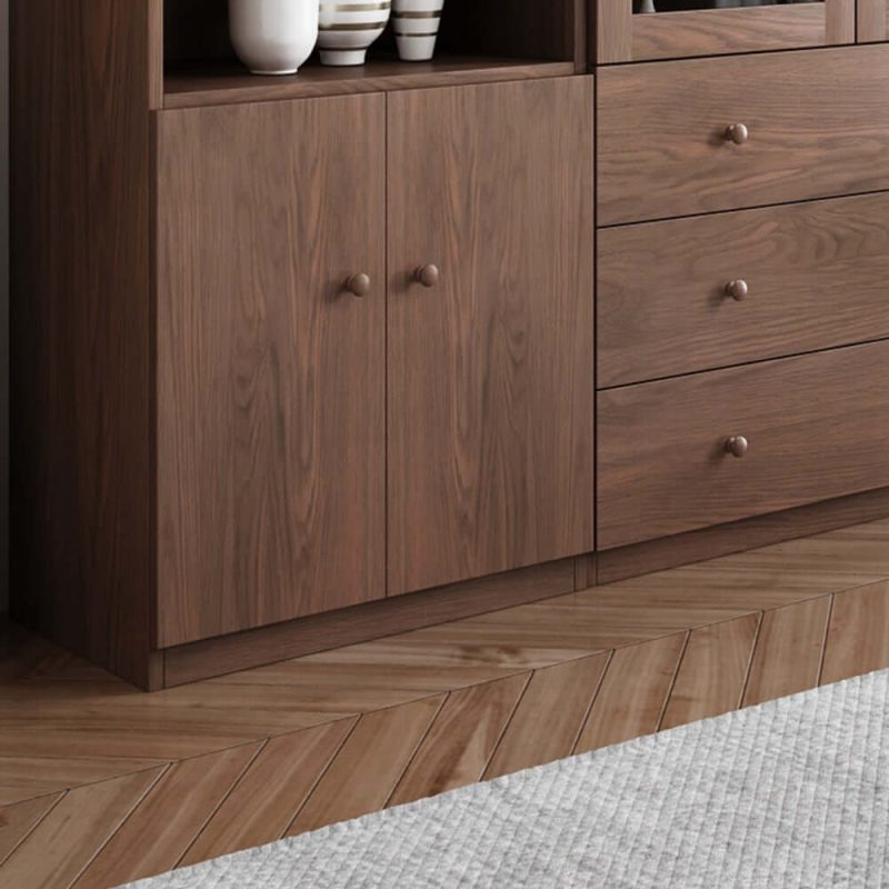 JASIWAY Modern Floor-to-Ceiling Bookshelf with Doors - Modular Storage Cabinet