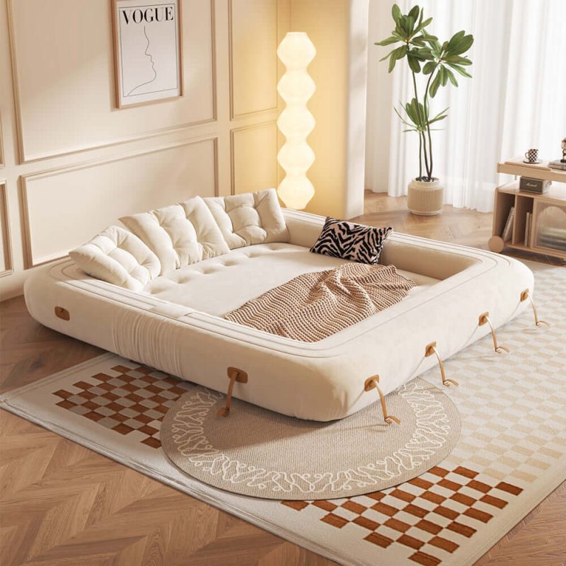 JASIWAY Bean Bag Style Pet-friendly Folding Floor Velvet Sleeper Sofa Bed