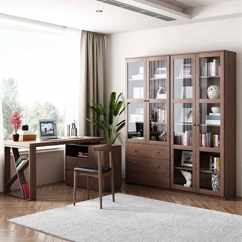 JASIWAY Modern Floor-to-Ceiling Bookshelf with Doors - Modular Storage Cabinet