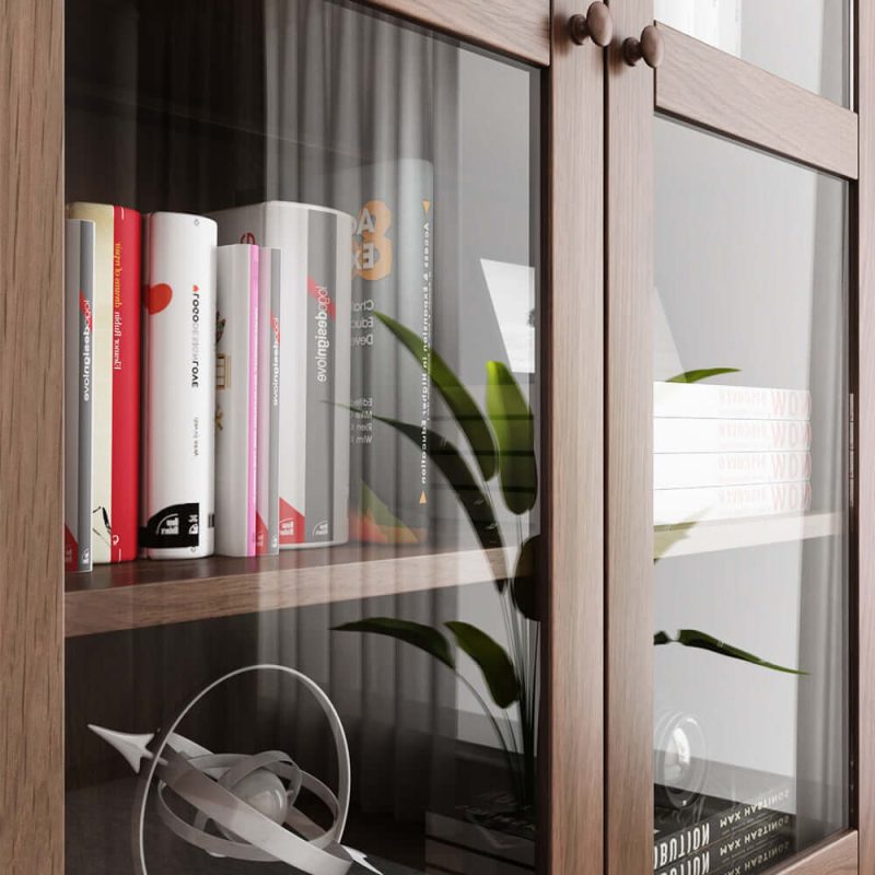 JASIWAY Modern Floor-to-Ceiling Bookshelf with Doors - Modular Storage Cabinet