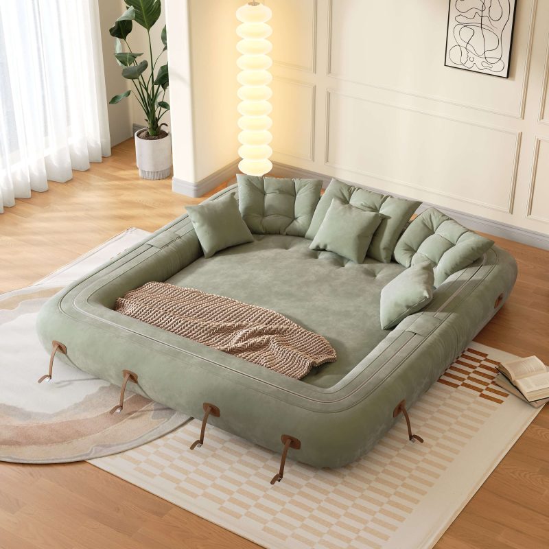 JASIWAY Bean Bag Style Pet-friendly Folding Floor Velvet Sleeper Sofa Bed