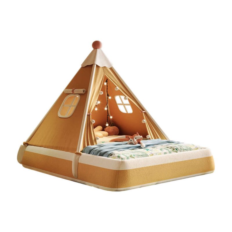 JASIWAY Christmas-Themed Upholstered Kids Tent Bed – Safe & Festive Play and Rest Space