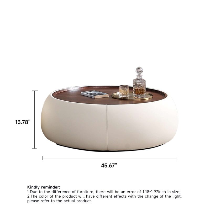 JASIWAY Light Luxury Modern Round Coffee Table with Storage
