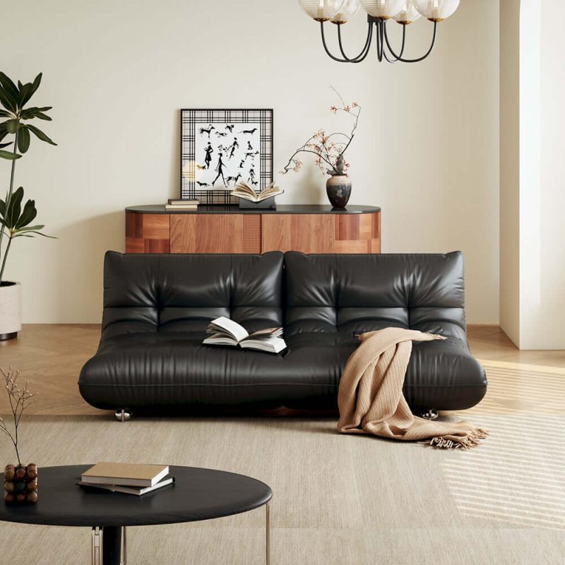 JASIWAY Togo Style Leather Sleeper Sofa Bed without Arms