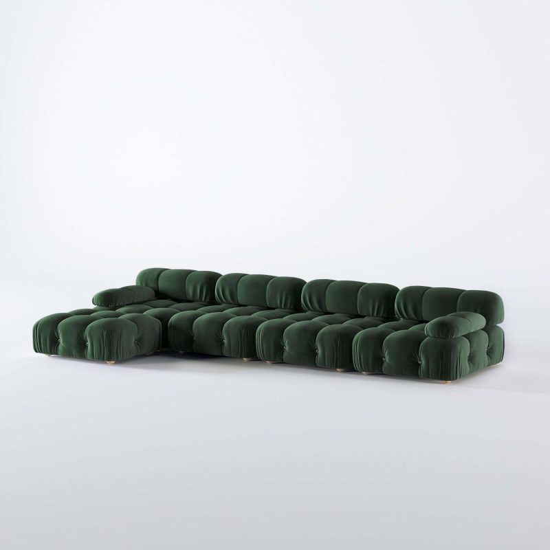 JASIWAY Velvet 4 Seaters Facing Sofa & Chaise