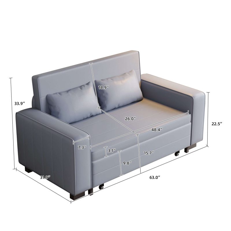 JASIWAY 63" Pull-out Sleeper Sofa Bed with Storage