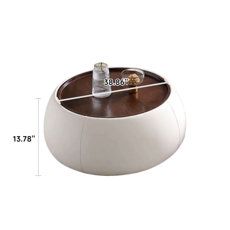 JASIWAY Light Luxury Modern Round Coffee Table with Storage