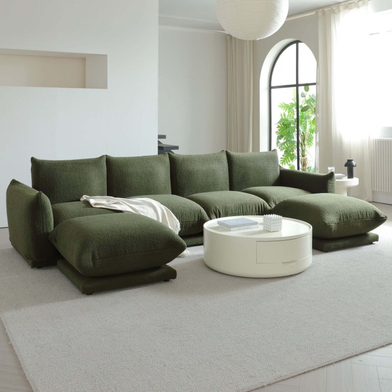 JASIWAY Modern Modular Cloud Sectional Couch Lambswool Fabric Chaise Oversized Sofa