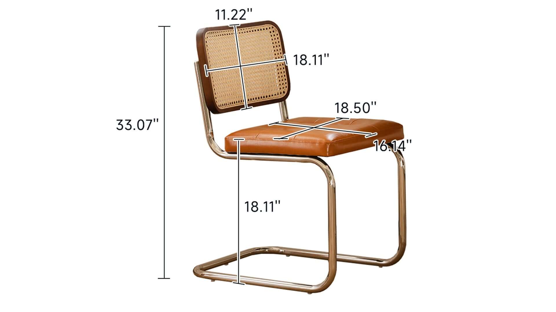 Dimension of Boxwood Solid Wood Chair (Set of 2) with Cane Weaving