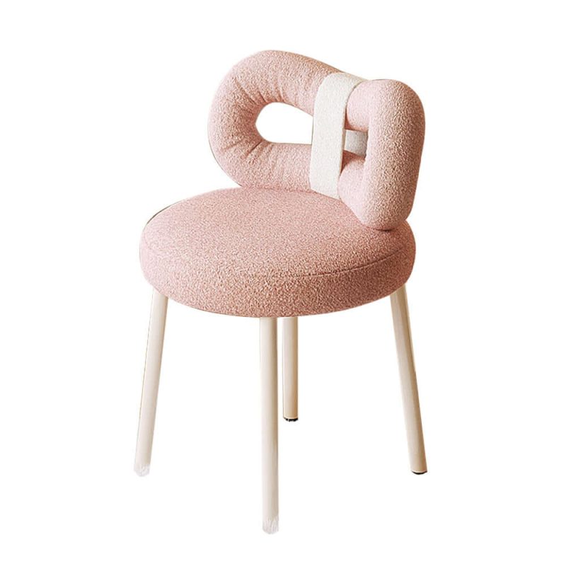 JASIWAY Creamy Vintage Makeup Chair Gentle Pink Butterfly Chair