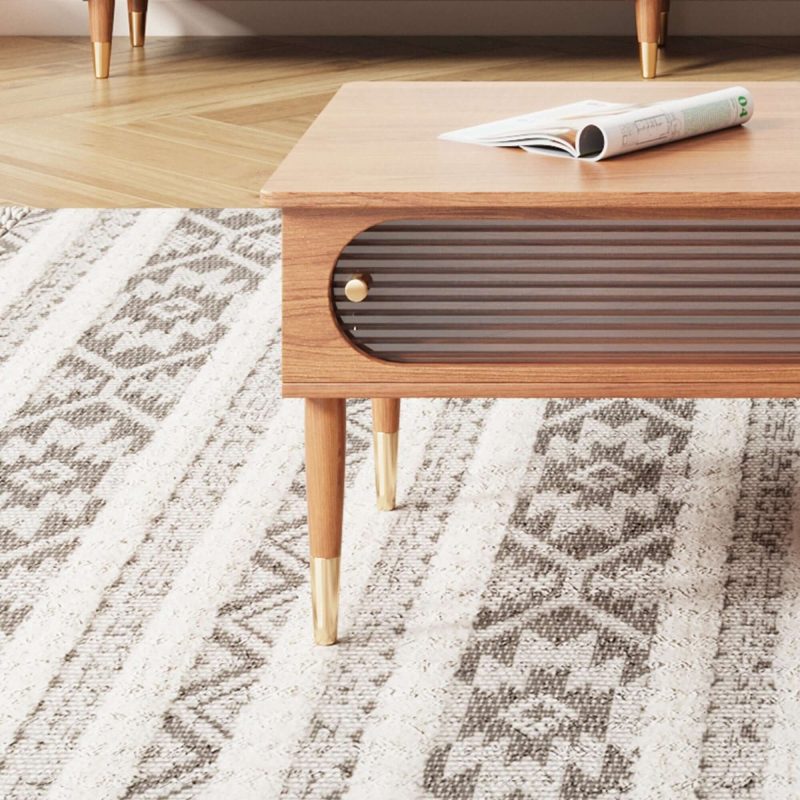 JASIWAY Rectangular Wooden Storage Coffee Table for Living Room