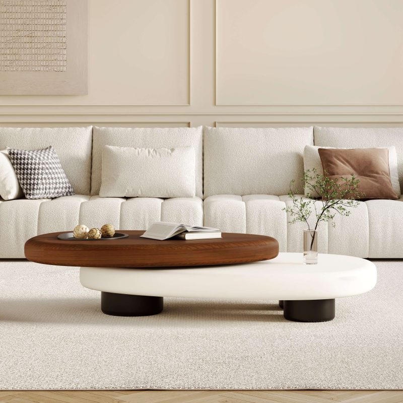 JASIWAY Modern Simple Innovative Coffee Table with Rotatable Design