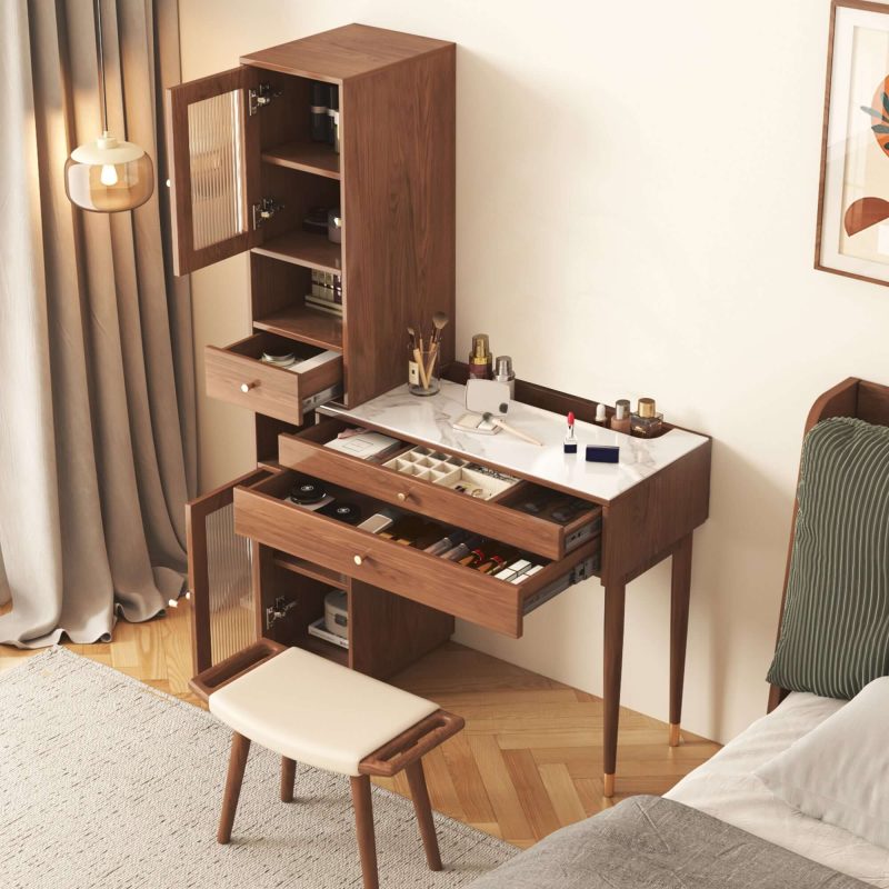 JASIWAY Makeup Vanity with Storage Cabinets & Open Storage & Drawers