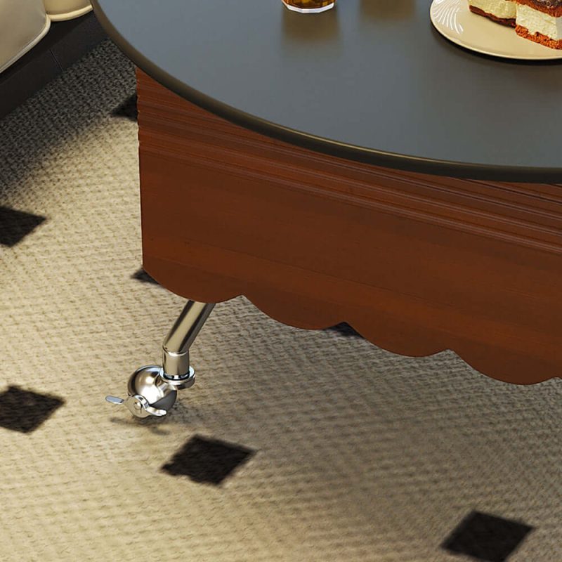 JASIWAY Retro Round Coffee Table with Multi-functionality Adjustable Height and Mobility