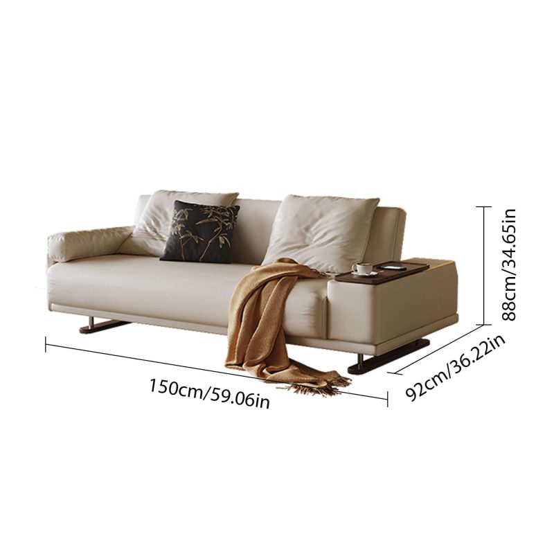 JASIWAY Modern Minimalist Folding Sofa bed with Reversible Armrests & Adjustable Side Table