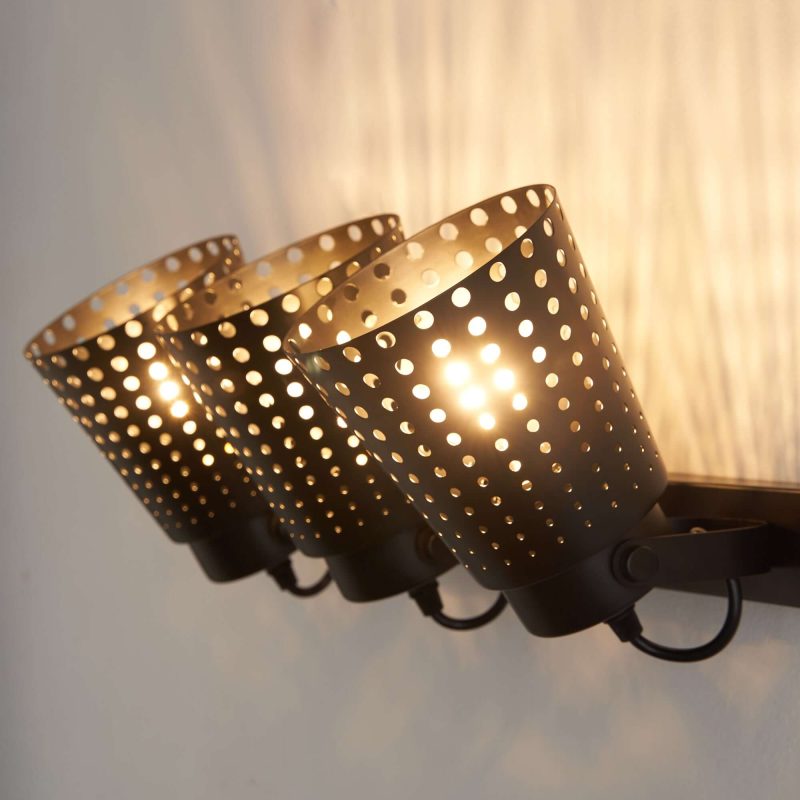 JASIWAY 3-Light Retro Iron Hollow Adjustable Black Industrial Style Plug in Wall Sconce Lighting