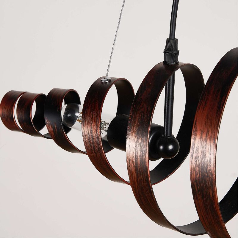 JASIWAY 2-Light Spiral Chandelier Pendant Spring Shaped Metal Suspension