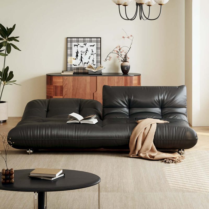 JASIWAY Togo Style Leather Sleeper Sofa Bed without Arms