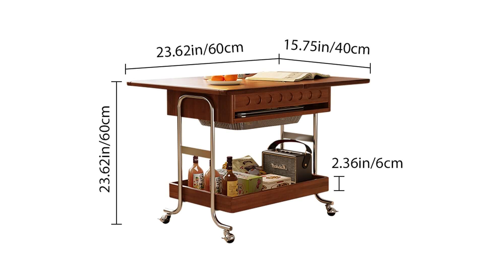 Dimension of Versatile Movable Coffee Table & Mini Dining Table – Storage and Transformable Design