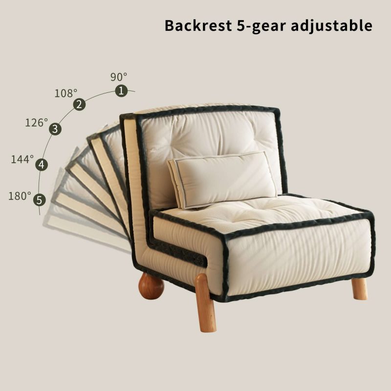 JASIWAY Convertible Armless Sleeper Sofa Bed Single Chair with Solid Wood Legs