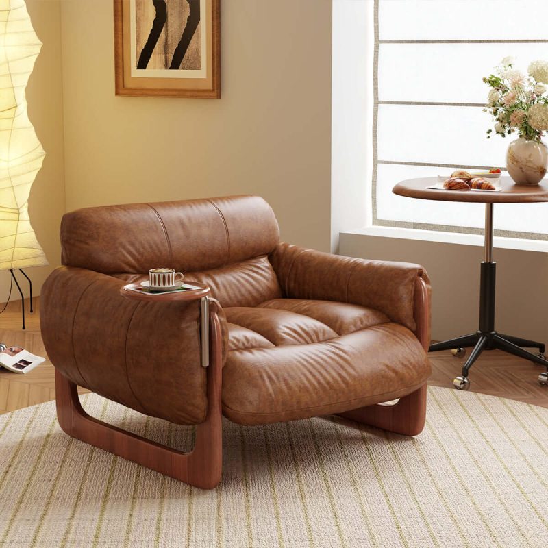 JASIWAY Single Leather Leisure Sofa with Black & Brown Options
