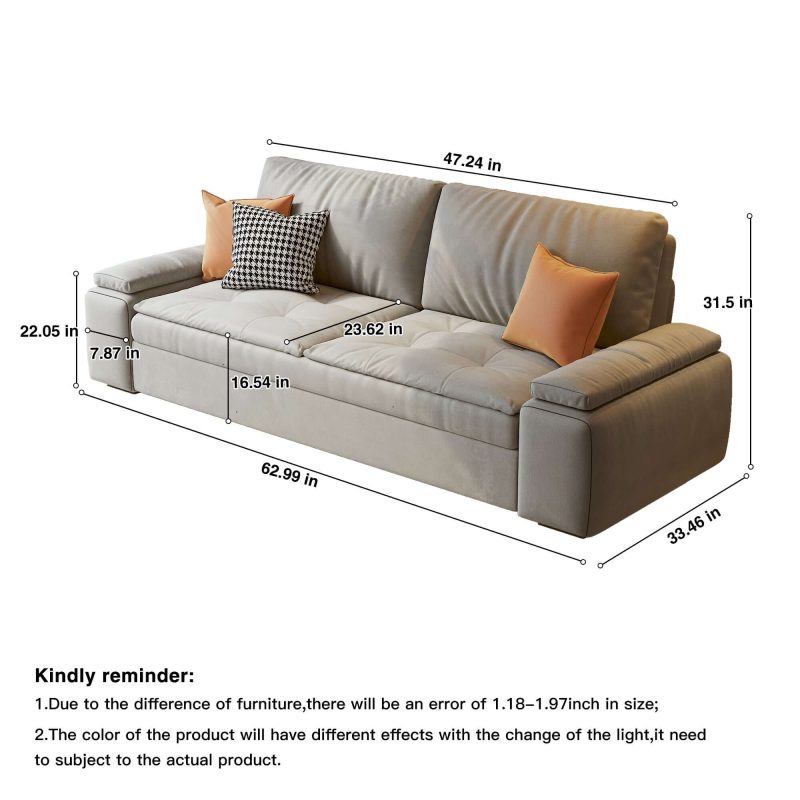JASIWAY Modern Convertible Sleeper Sofa Bed with Storage Pull Out