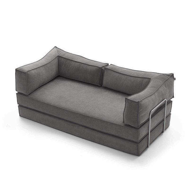 JASIWAY Corduroy Fabric 78.7" Compressed Sofa Bed Free DIY Couch with 3 Stainless Steel Frames