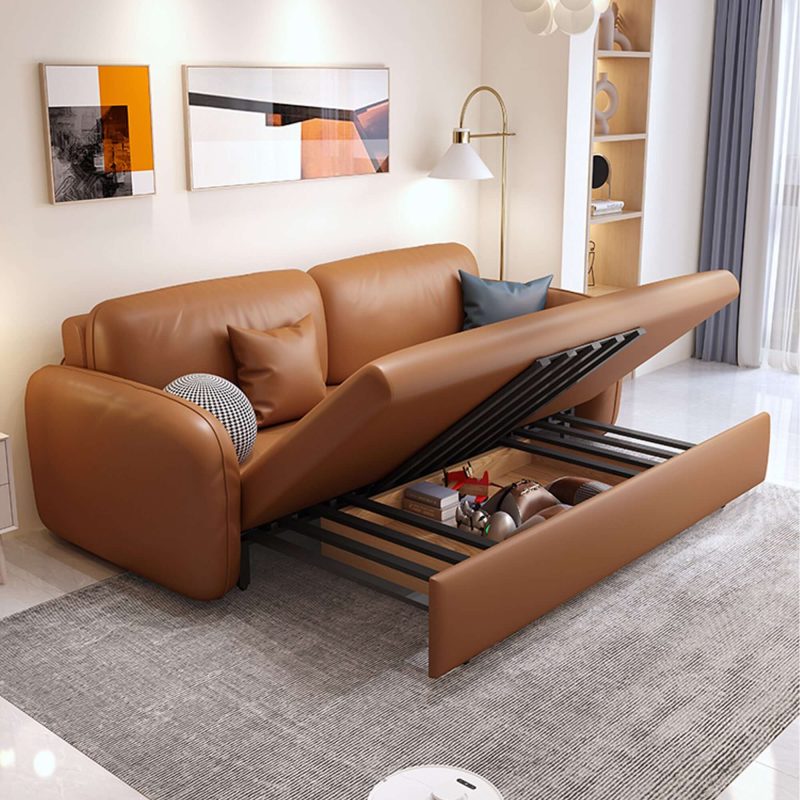 JASIWAY 62.2'' Faux Leather Convertible Sleeper Sofa Bed with Storage