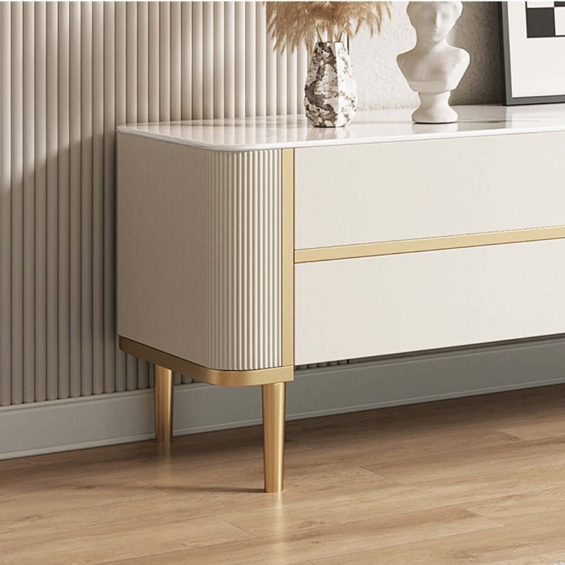 JASIWAY Luxury Rectangle TV Stand with Marbling Slate Top