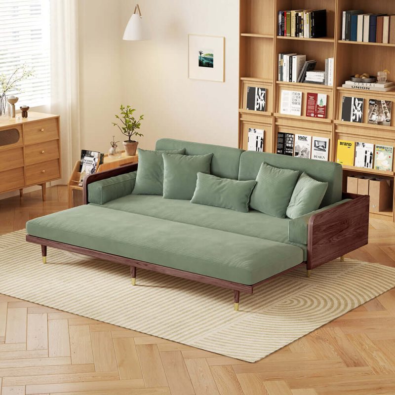 JASIWAY 3 Seater Sofa Bed with Wooden Frame – Pull-Out Design, Modern Convertible Couch
