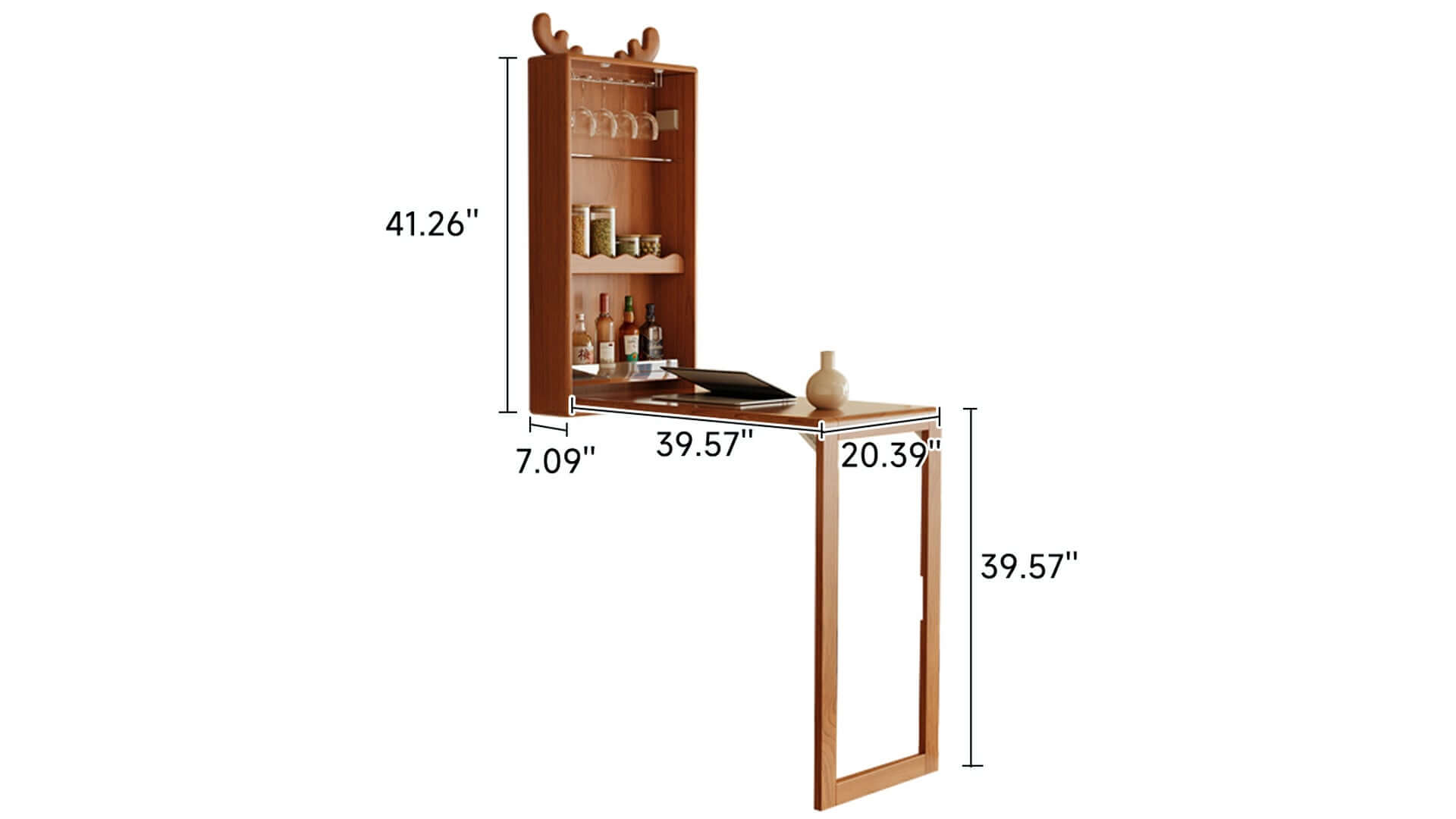Dimension of Foldable Solid Wood Bar Table Organizer