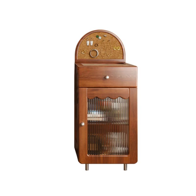 JASIWAY Freely Combinable Solid Wood Makeup Table with Cabinet & LED Mirror
