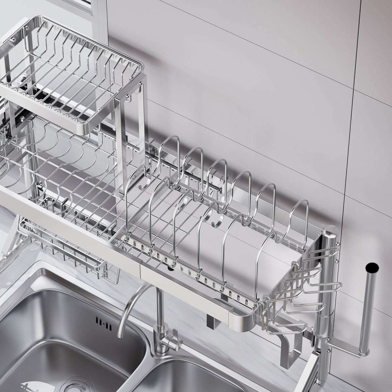 Kitchen Storage Essential: Large Over-Sink Dish Drying Rack & Multi-Function Organizer Shelf - Efficient Space-Saving, Quick-Drying Solution for Your Utensils & Bowls