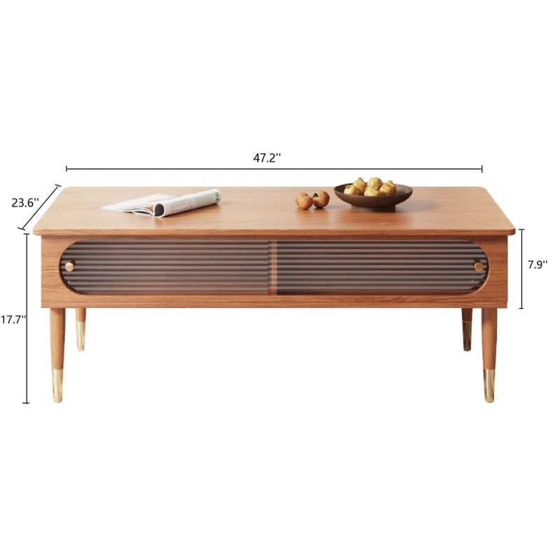 JASIWAY Rectangular Wooden Storage Coffee Table for Living Room