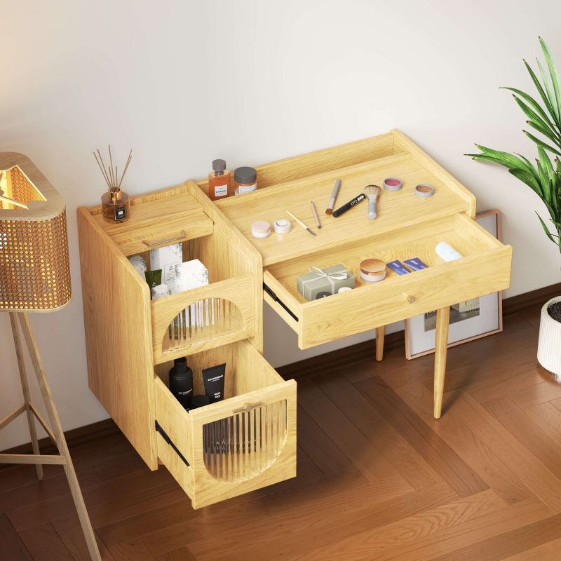 JASIWAY Wooden Makeup Vanity Practical Dressing Table with 1 Drawer & 1 Cabinet